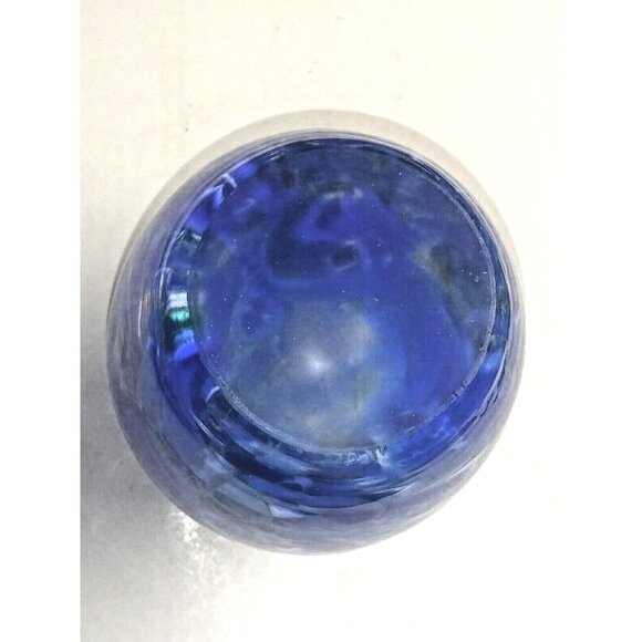 Art Glass vase Splatter Mottled/Thumb print blue White Murano style 9" abstract - Picture 7 of 9